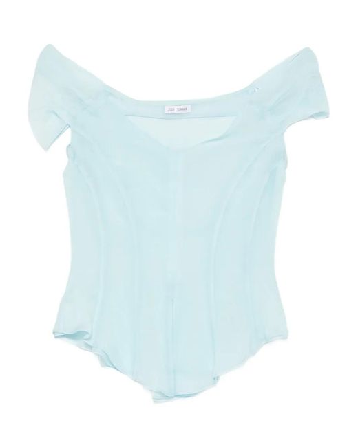 Judy Turner Blue Off-Shoulder Top