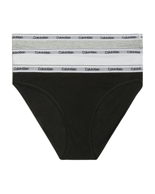 Pack de tres bragas con logo en la cinturilla Calvin Klein de color Black