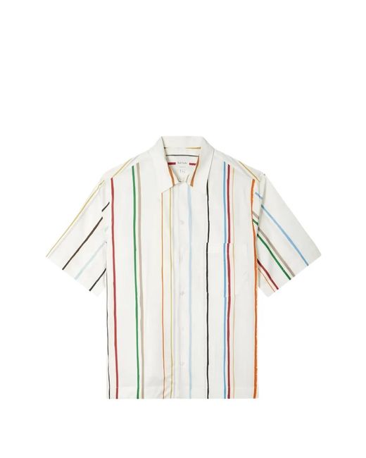 Paul Smith White Painted Signature Stripe Short-Sleeve Shirt for men