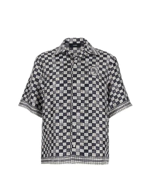 Amiri Gray Ma Checked Bowling Shirt for men