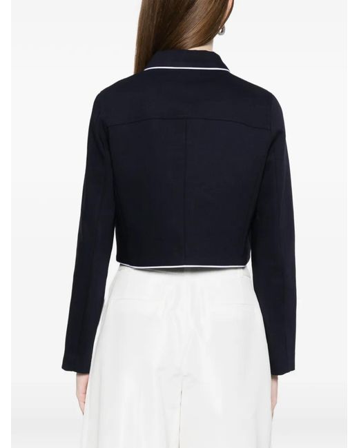 Maje Blue Buttoned Piped Jacket