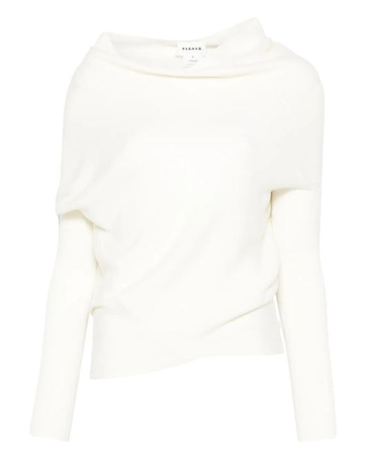 P.A.R.O.S.H. White Wrap-Design Sweater