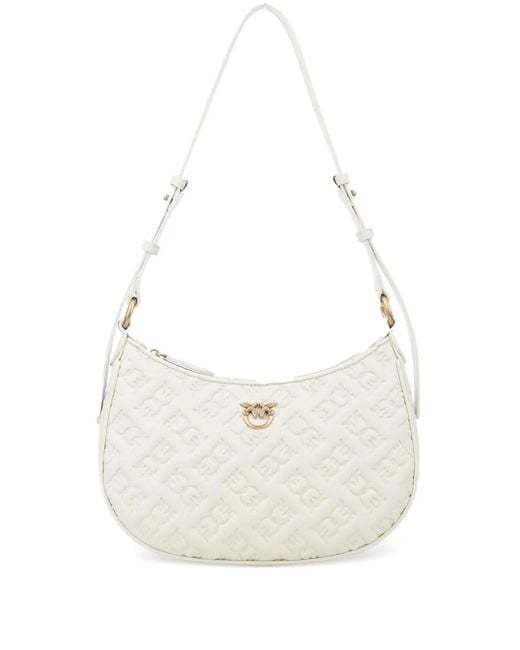 Pinko White Monogram-Pattern Shoulder Bag