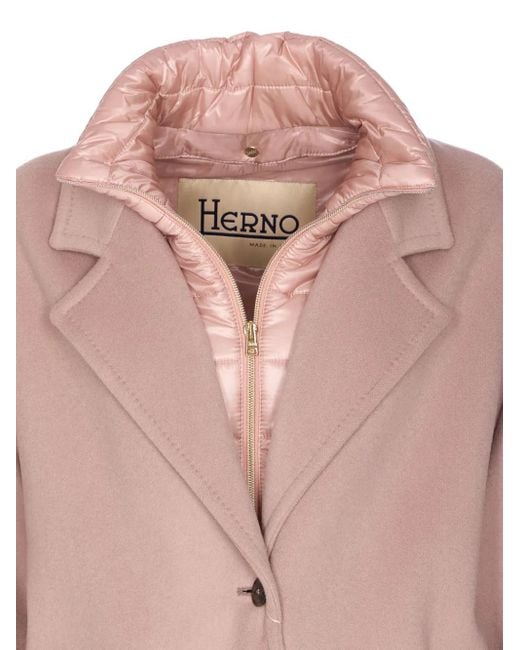 Herno Pink Single-Breasted Wool Coat
