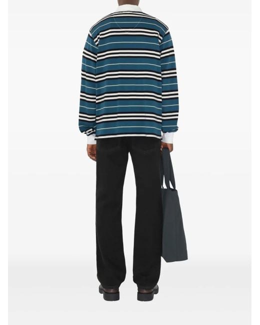 メンズ Burberry ストライプ ポロシャツ Blue