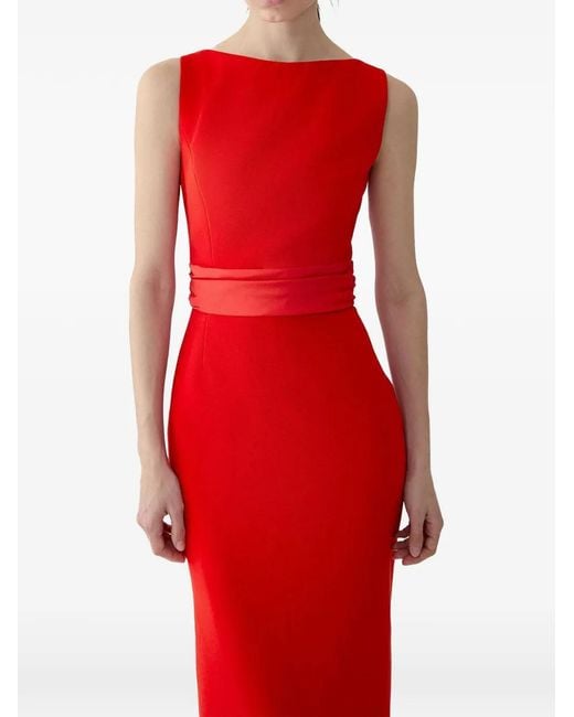 Carolina Herrera Red Sleeveless V-Neck Maxi Dress