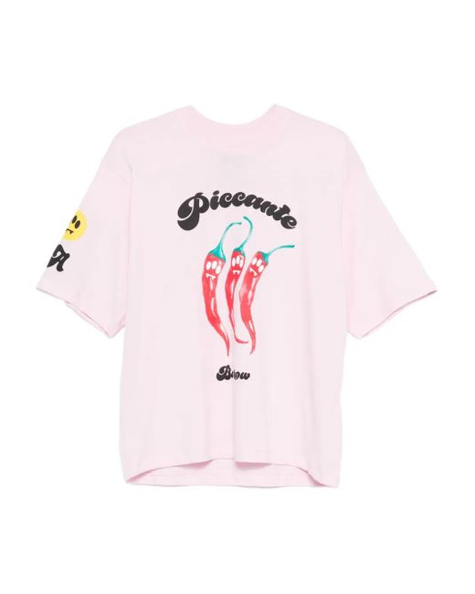 メンズ Barrow プリント Tシャツ Pink