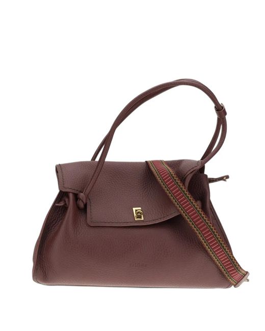 VISONA Brown Queen Grained-Leather Tote Bag