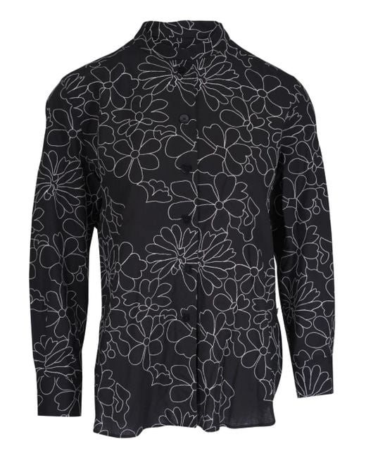 Bogner Black Flower-Embroidered Shirt