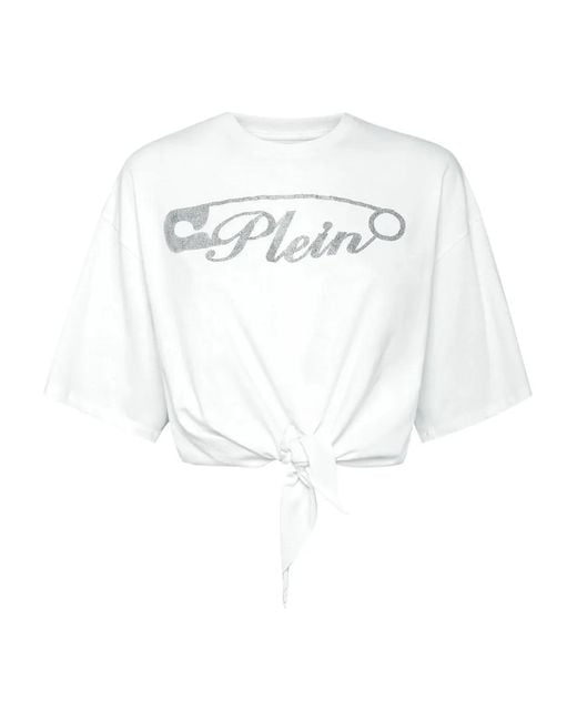Philipp Plein White Cropped Cotton T-Shirt