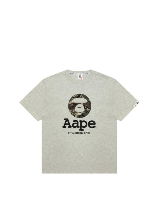 Aape By A Bathing Ape Gray Camouflage-Logo T-Shirt for men