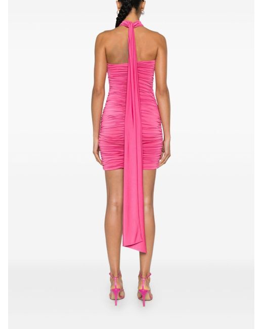 GIUSEPPE DI MORABITO Pink Halterneck Draped Mini Dress
