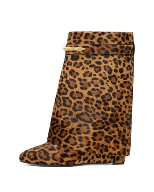 Givenchy Brown Shark Pinch Leopard-Print Ankle Boots