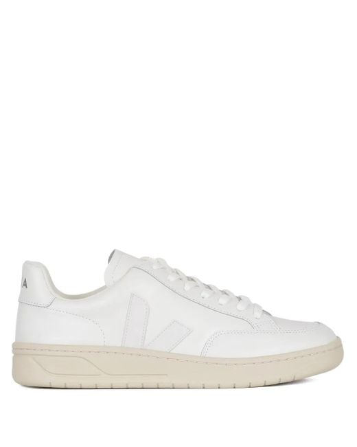 Veja White Leather Logo Sneakers for men