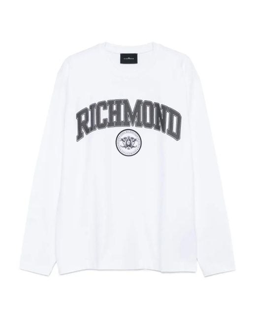 John Richmond White Logo-Print Long-Sleeve T-Shirt for men