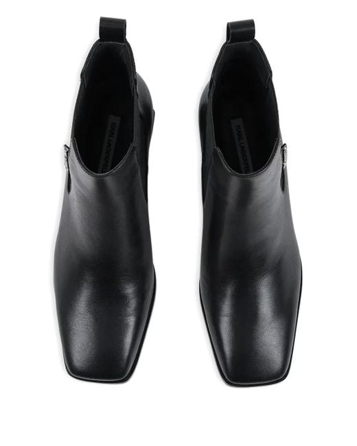 Karl Lagerfeld Black 60Mm Kayla Square-Heel Ankle Boots