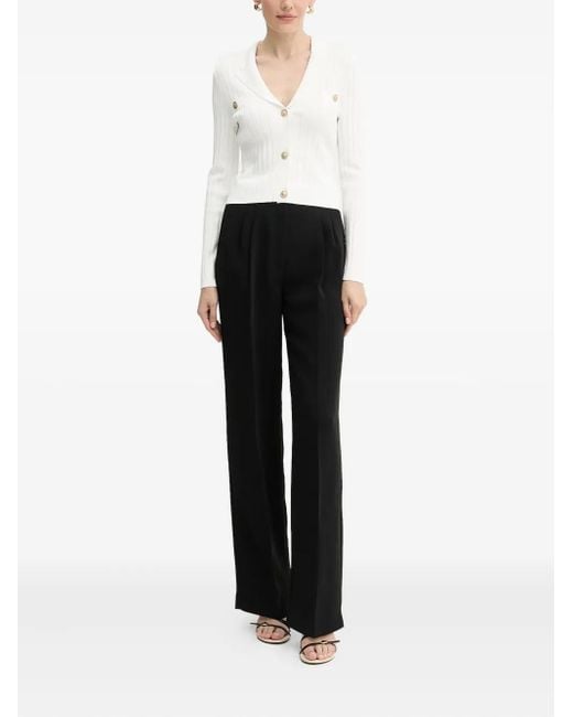 Guess White Ribbed Buttoned Cardigan