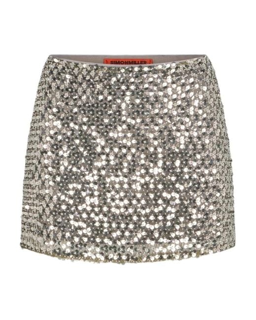 Simon Miller Gray Dizzy Sequin-Embellishment Mini Skirt