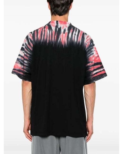 Balenciaga Black Tie-Dye Graphic-Print T-Shirt for men