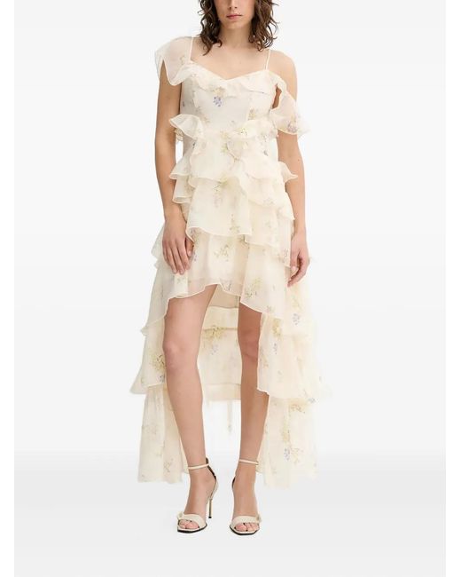 AllSaints Natural Floral-Print Ruffled Dress