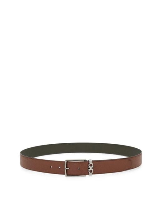 Ferragamo White Reversible And Adjustable Belt With Rectangular Buckle for men