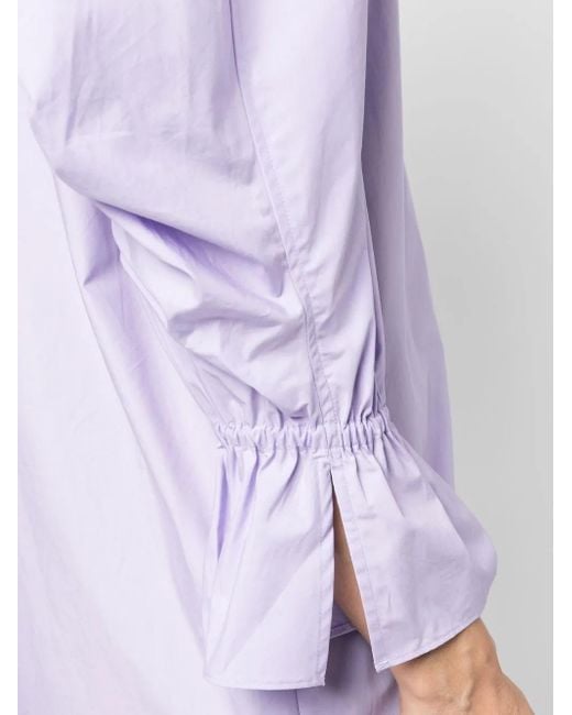 Karl Lagerfeld Purple Puff-sleeve Organic-cotton Shirt Dress