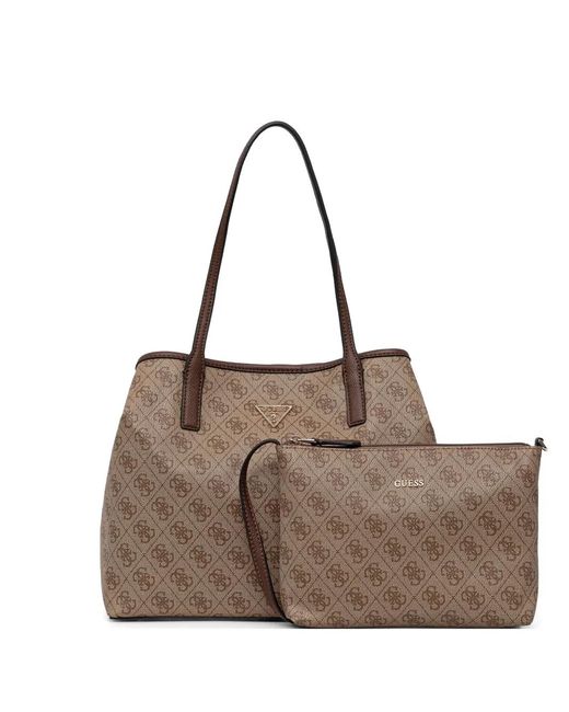 Guess Brown Victtoria Monogram-Print Shoulder Bag