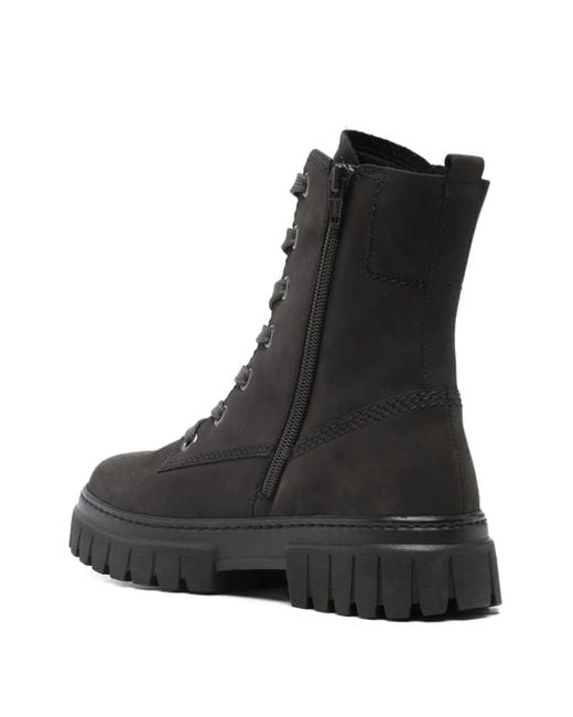 Gabor Black Lace-Up Chunky-Sole Boots