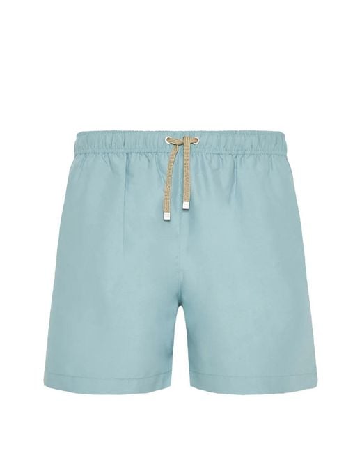 Benibeca Blue Mele Drawstring-Waist Swim Shorts for men