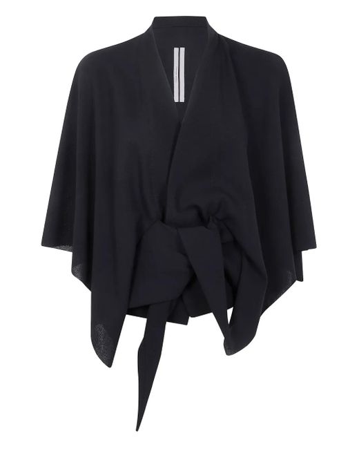 Rick Owens Blue Tie-Front Cape Top