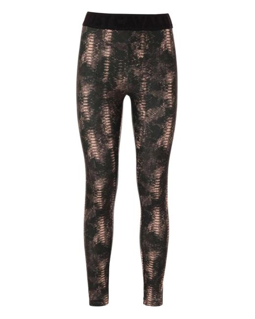 Just Cavalli Black Leggings Mit Schlangenleder-Print
