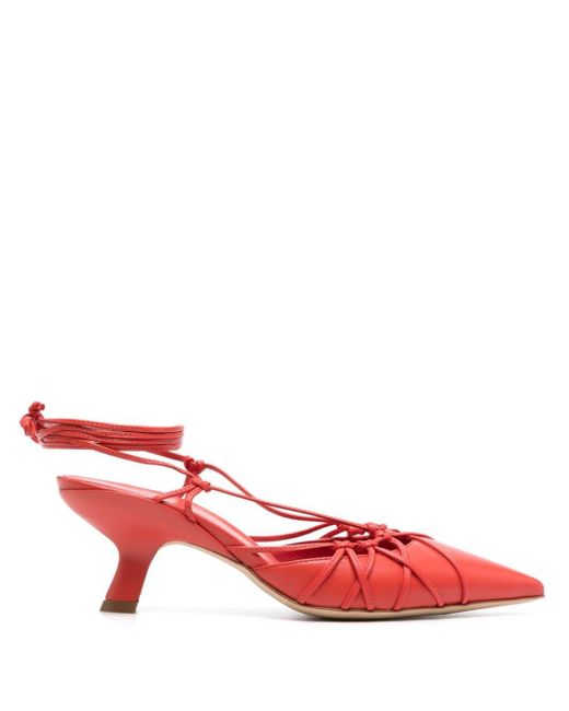 Vic Matié Red Chanel 60mm Leather Sandals