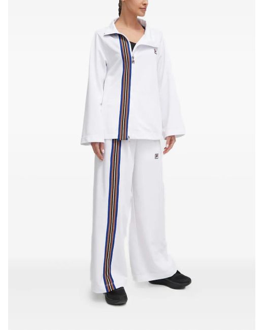 Fila White Striped Zip Top