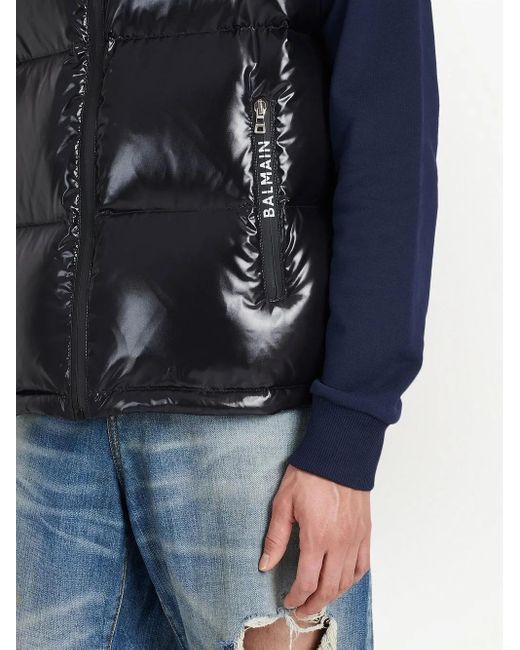 Balmain Black Puffer Hooded Sleeveless Jacket for men