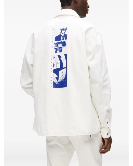 Karl Lagerfeld White Graphic-Print Shirt for men
