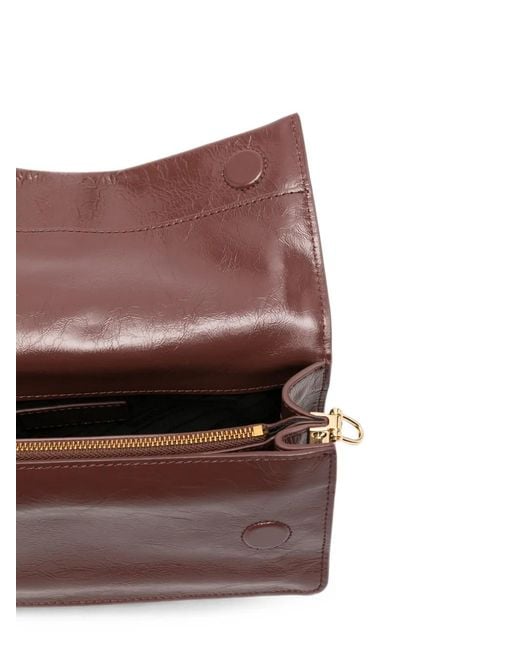 Patrizia Pepe Brown Crinkled Leather Cross Body Bag