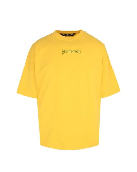 Palm Angels Yellow Outline Logo-Print T-Shirt for men