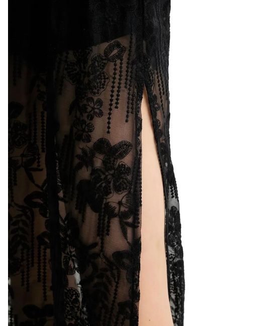 Ermanno Scervino Black Lace-Embellished Side-Split Dress
