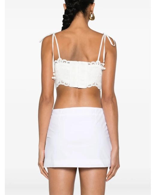Zimmermann White Embroidered Cotton Bodice