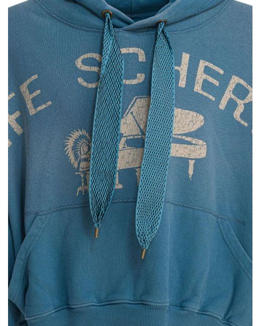 Kapital Blue Graphic-Print Drawstring Hoodie for men