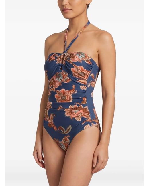 Zimmermann Blue Aster Wide Link 1Pc Floral-Print Swimsuit