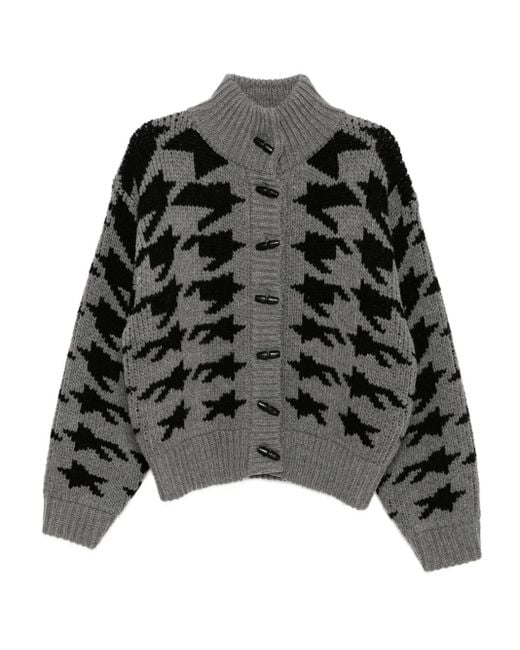 OPEN YY Black Hound's Tooth Star Cardigan