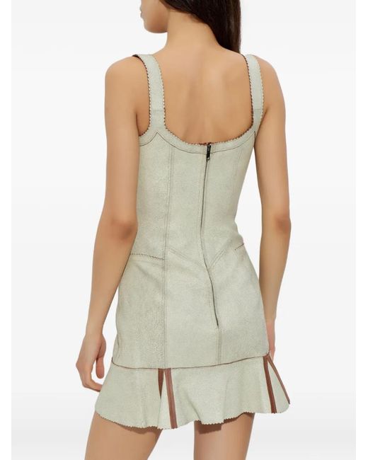 KNWLS White Scallop Panelled Mini Dress