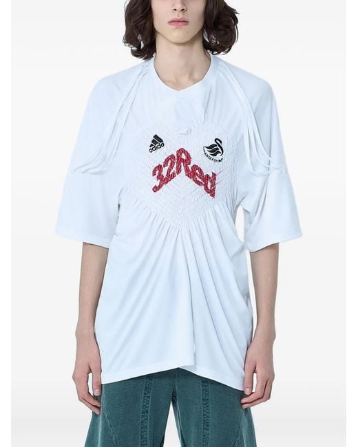 LUEDER White Shirred Football T-Shirt