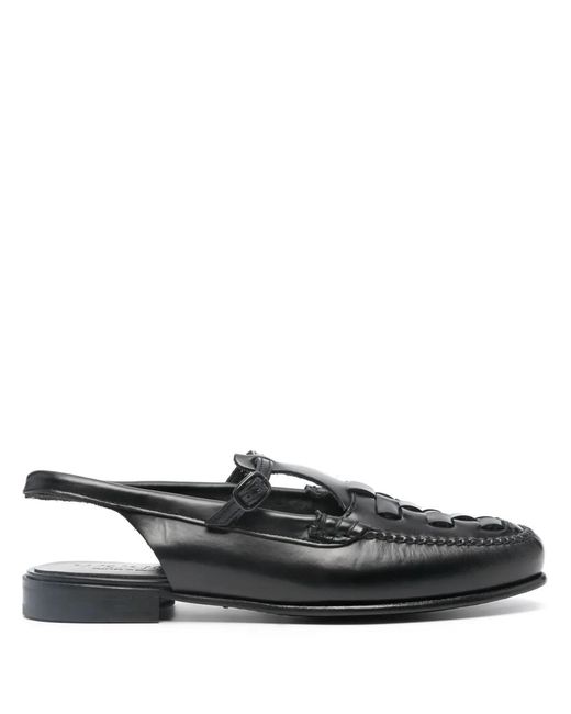 Hereu Black Roqueta Leather Slippers