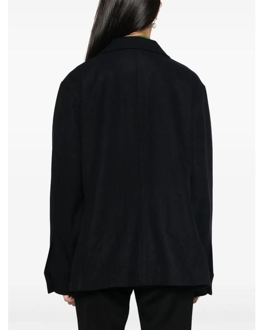 Totême Black Felted Recycled Polyester Shirt Jacket