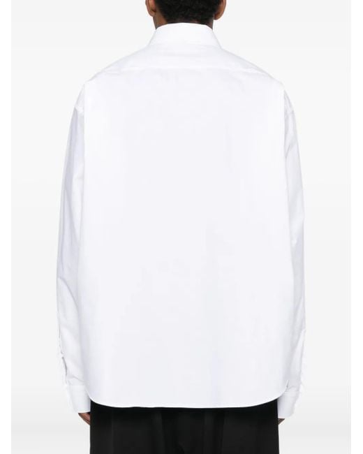Balenciaga White Logo-Embroidered Long-Sleeve Shirt for men