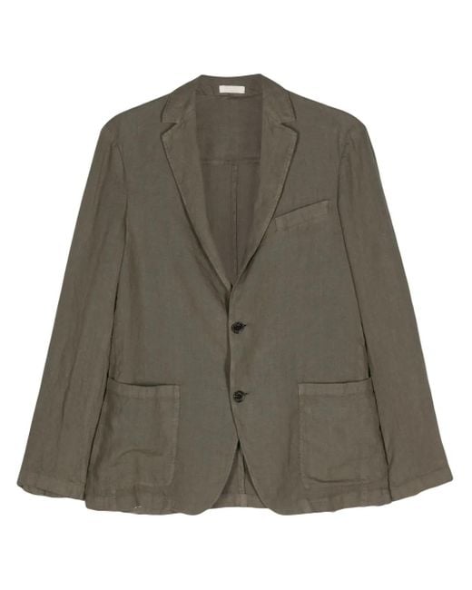 Altea Green Single-Breasted Linen Blazer for men