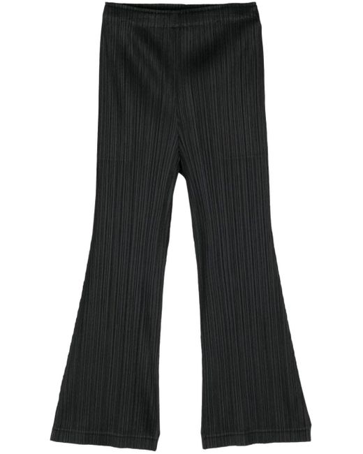 Pleats Please Issey Miyake Pleated Cropped Trousers Black