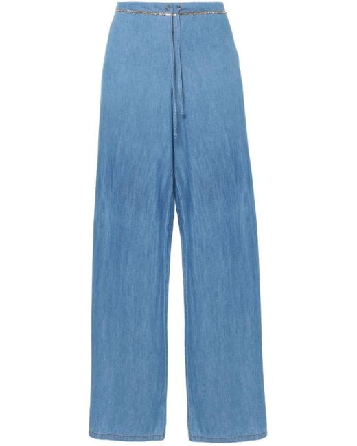 Pantalones rectos con detalle de cadena Ermanno Scervino de color Blue